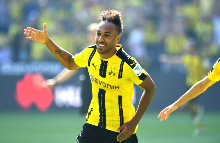 Dortmund's Gabonese striker Pierre-Emerick Aubameyang, pictured on August 27, 2016, netted 25 league goals last season, finishing second to Bayern Munich striker Robert Lewandowski, and the duo look set to lead the way again in 2016/2017