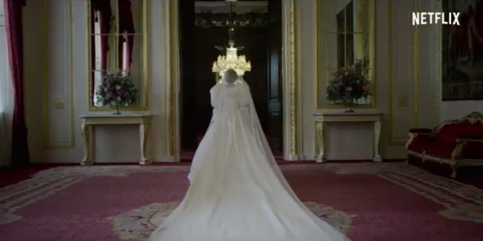 A first look at Princess Diana wearing her wedding dress in the upcoming season of The CrownNetflix/The Crown