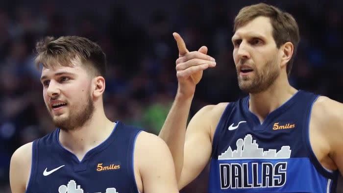 東契奇（Luka Doncic）能否接過諾威斯基（Dirk Nowitzli）的火炬，帶隊殺入總軍賽？（圖／翻攝自東契奇推特）