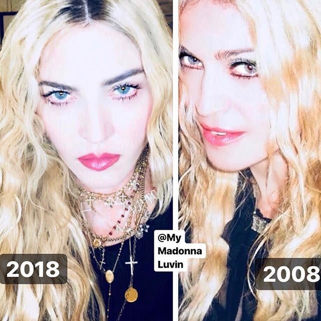 <p>These look like they could have been taken on the same day. Source: Instagram/Madonna </p>