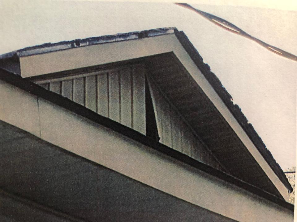 A photo from a report by construction contractor Jerry Spence shows one of the roof issues at the community center in Valparaiso. The city commission voted Monday to reopen the facility, and made provisions for citizens to make donations to cover costs of repairing and maintaining the century-old structure.