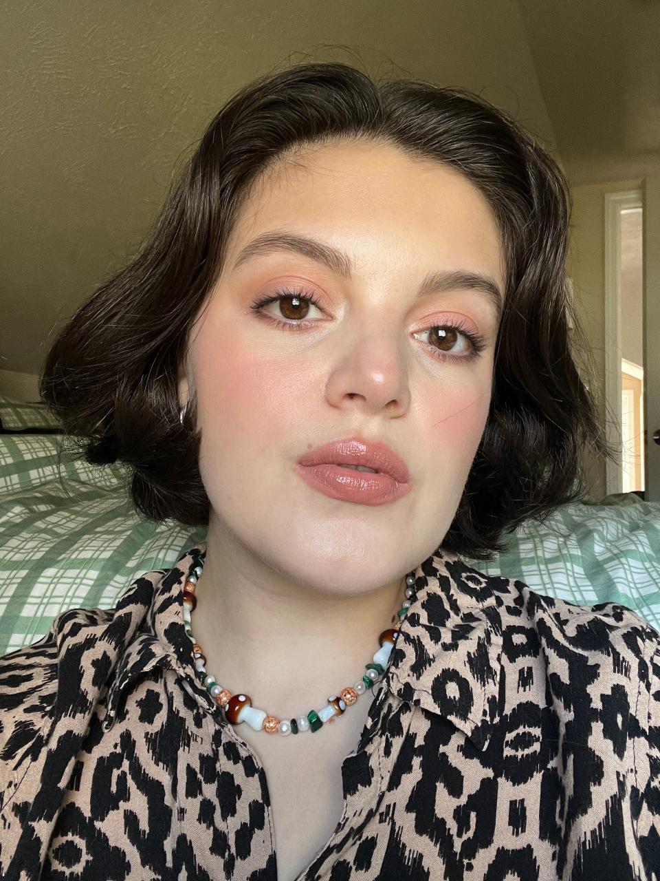 Gabi's final makeup look using the white concealer