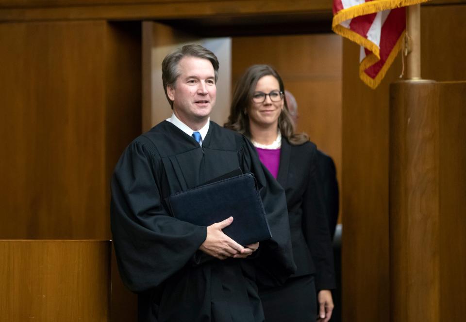 Federal appeals court Judge Britt Grant, at her swearing-in with now-Supreme Court Justice Brett Kavanaugh.