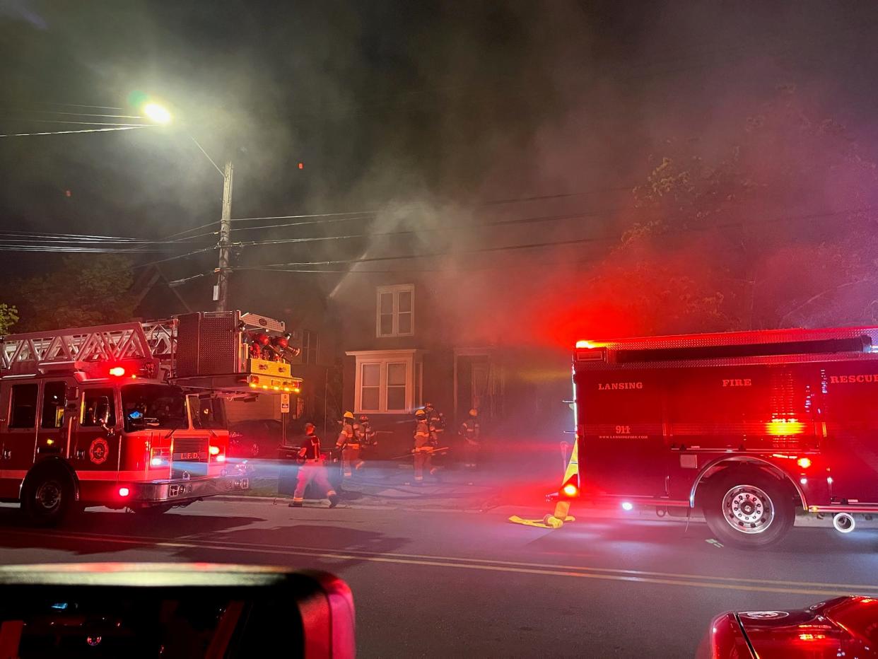 A two-story home just north of downtown burned early Friday morning.