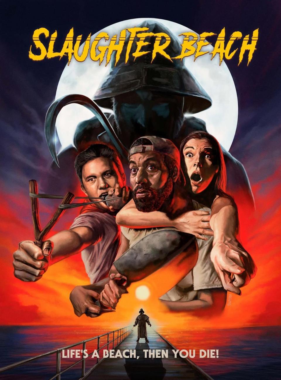 The DVD and Blue-ray cover art for the campy Delaware horror film 'Slaughter Beach,' which got picked up on Tubi in January, is a project created by Newark resident Dan Davis who was inspired by the Delaware beach's unsettling name.