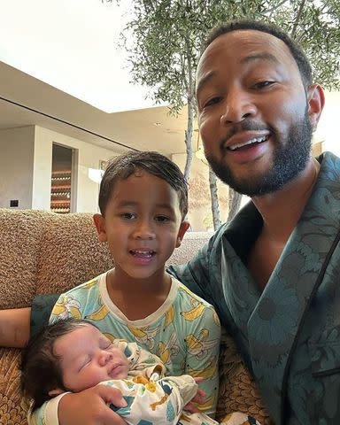 <p>chrissyteigen/Instagram</p> John Legend with Miles and Wren