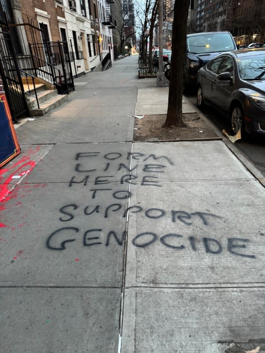 A Manhattan bistro with Israeli roots was vandalized over the weekend with graffiti. (Credit: Effys Cafe)