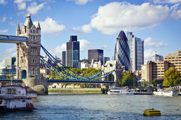 London skyline seen from the River Thames