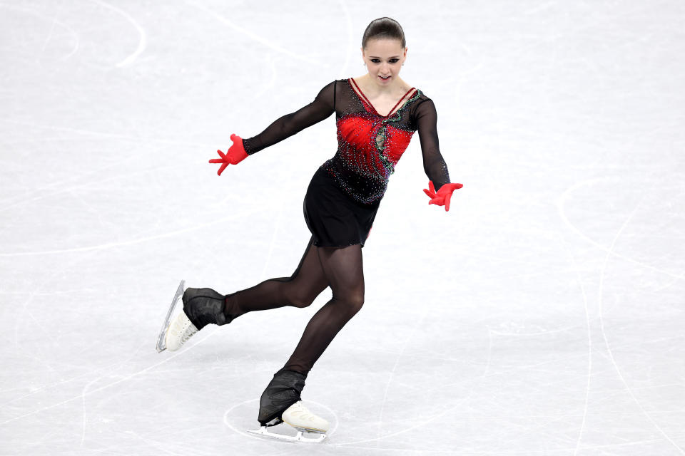 Kamila Valieva (pictured) of Team ROC skates during the Women Single Skating Free Skating Team Event at the Beijing 2022 Winter Olympic Games.