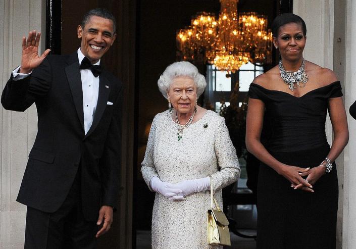 The Queen previously wore the jewellery back in May 2011 at an event with then US President Barack Obama and First Lady Michelle Obama. (JEWEL SAMAD/AFP via Getty Images)
