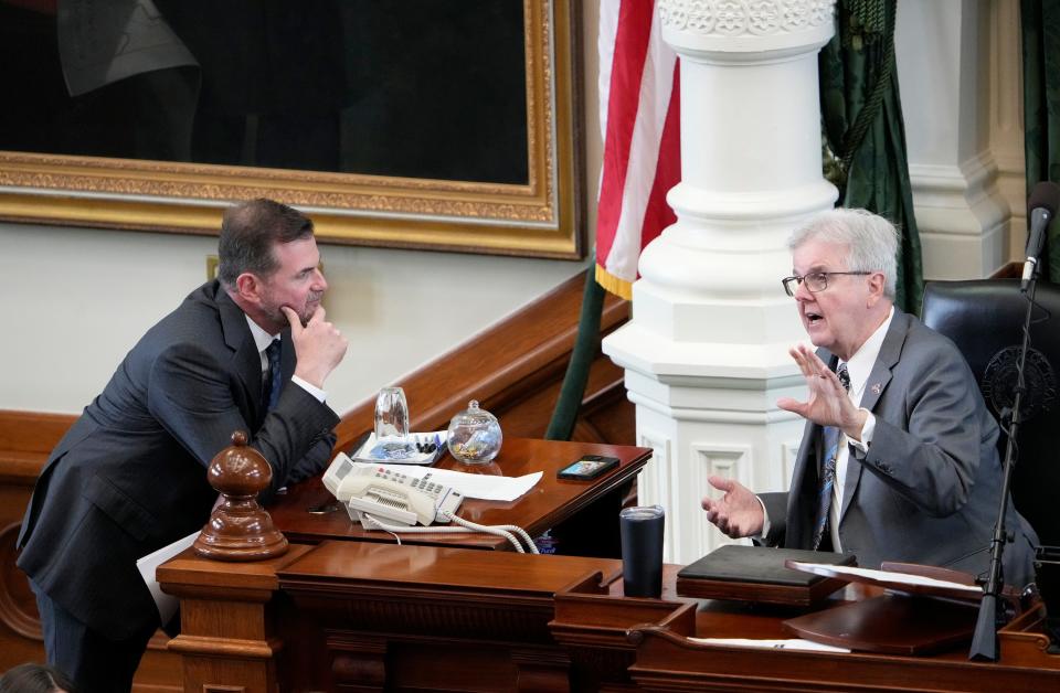 Lt. Gov. Dan Patrick, right, rebuffed concerns Friday about whether SB 6 was being passed too hastily.