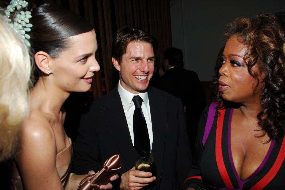 Katie Holmes, Tom Cruise and Oprah Winfrey attend ; VANITY FAIR Oscar Party