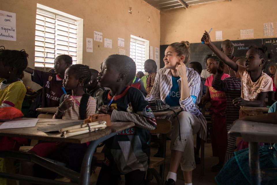 <h1 class="title">Gigi Hadid visits Senegal with Unicef</h1><cite class="credit">Photo: Vincent Tremeau, Courtesy of UNICEF</cite>