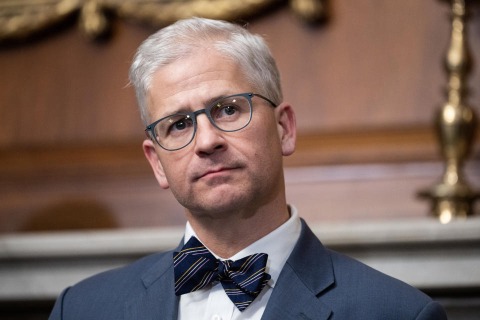 UNITED STATES - MAY 31: Rep. Patrick McHenry, R-N.C., attends a news conference after the House passed the Fiscal Responsibility Act, which will raise the debt limit, in the U.S. Capitol's Rayburn Room on Wednesday, May 31, 2023. (Tom Williams/CQ-Roll Call, Inc via Getty Images)