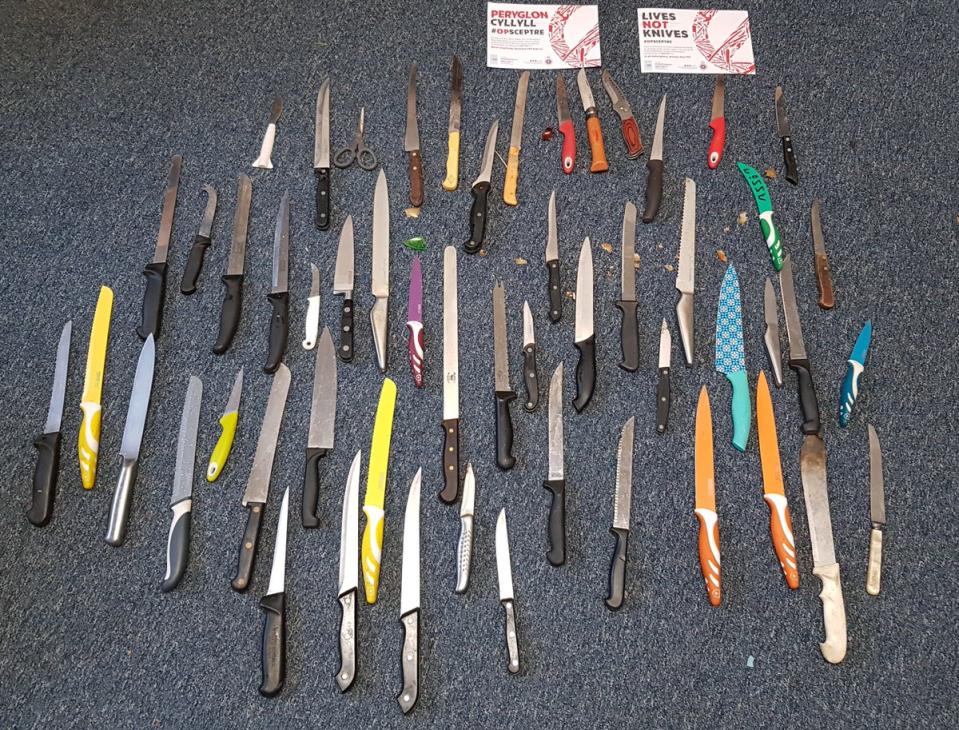 Knives surrendered to South Wales Police in Cardiff