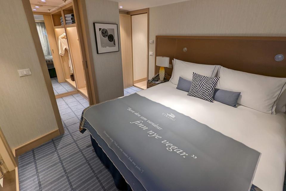 Interior of a stateroom onboard the Viking Venus