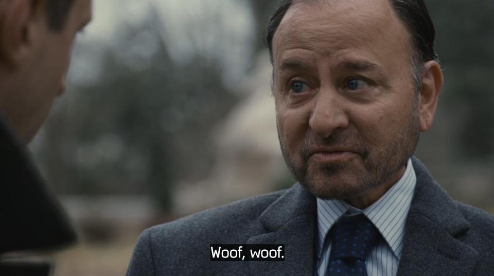 Fisher Stevens as Hugo in Succession saying woof woof