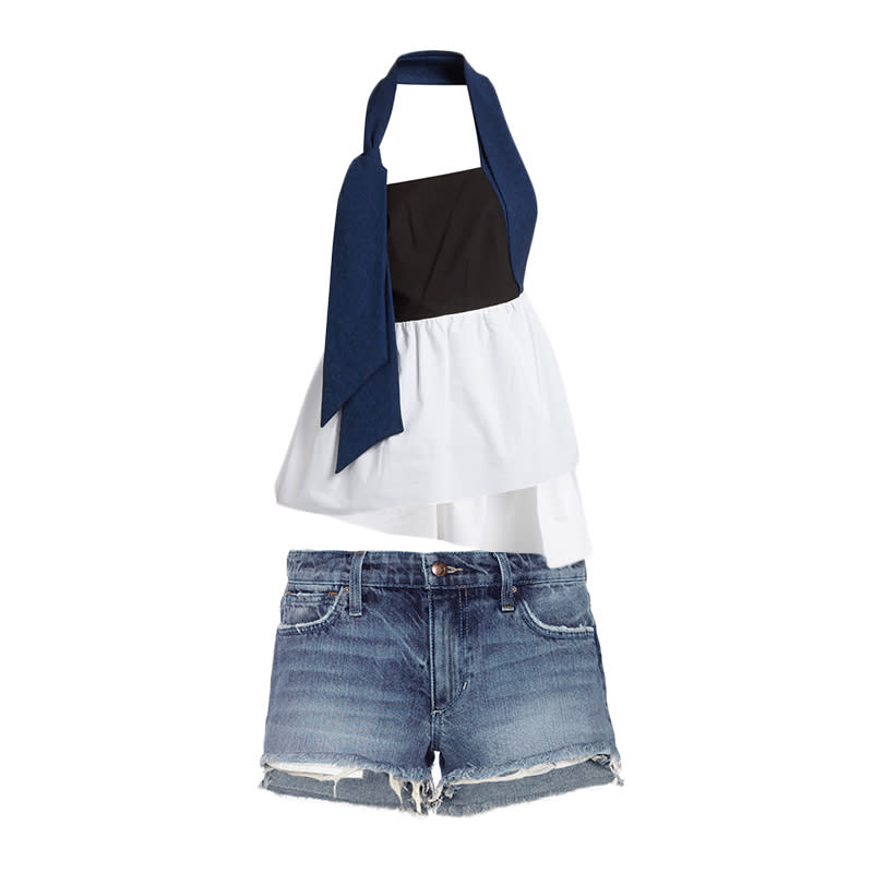 Halter-Neck Top + High-Low Shorts