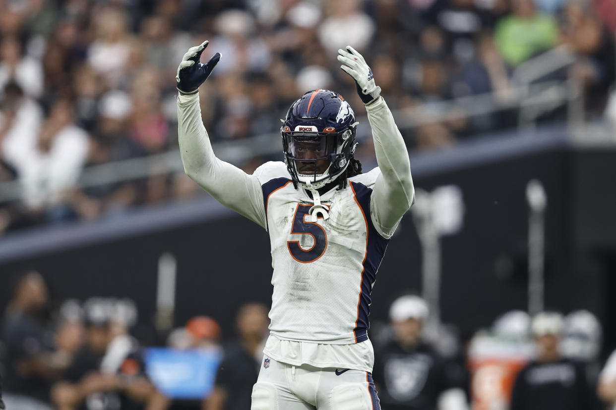 Denver Broncos linebacker Randy Gregory has been suspended for one game without pay for his involvement in a postgame fight with a Los Angeles Rams player. (Photo by Michael Owens/Getty Images)