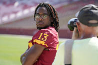 Iowa State defensive back Tayvonn Kyle poses for a photographer during an NCAA college football media day, Tuesday, Aug. 2, 2022, in Ames, Iowa. (AP Photo/Charlie Neibergall)