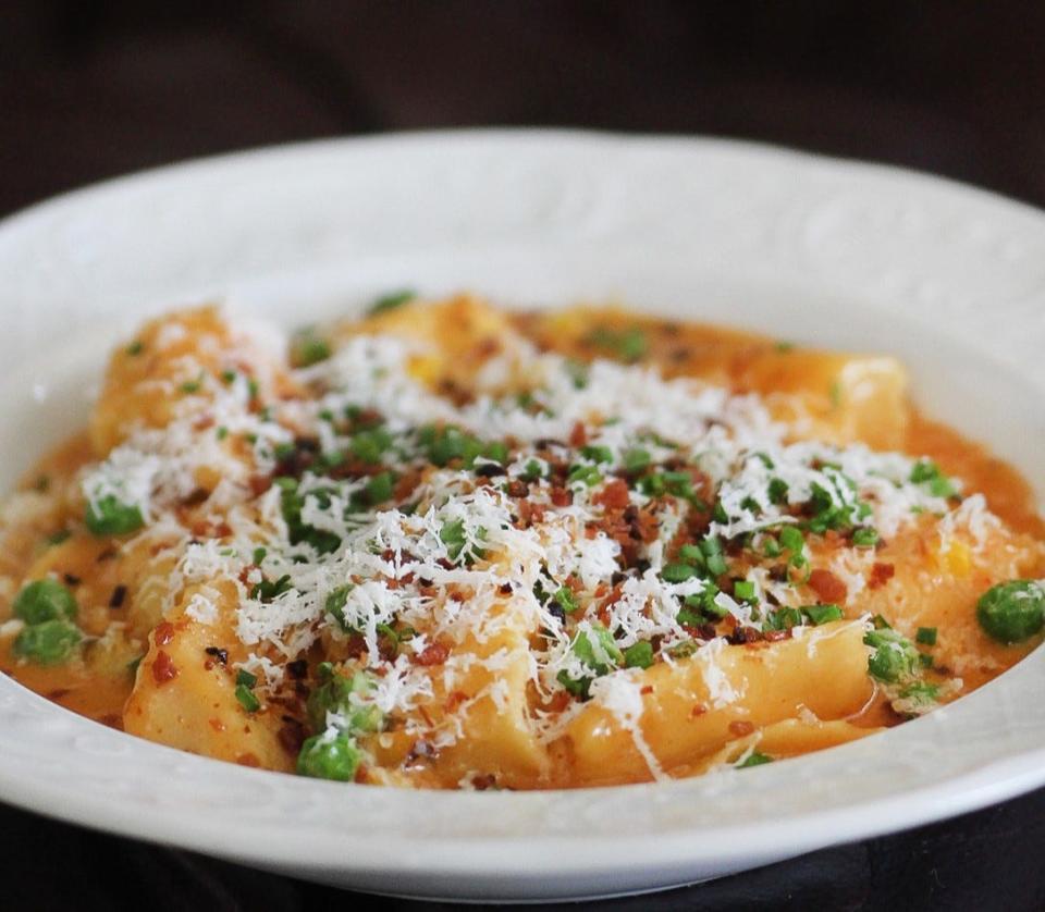 Sweet corn agnolotti is a popular dish at Buccan bistro in Palm Beach.