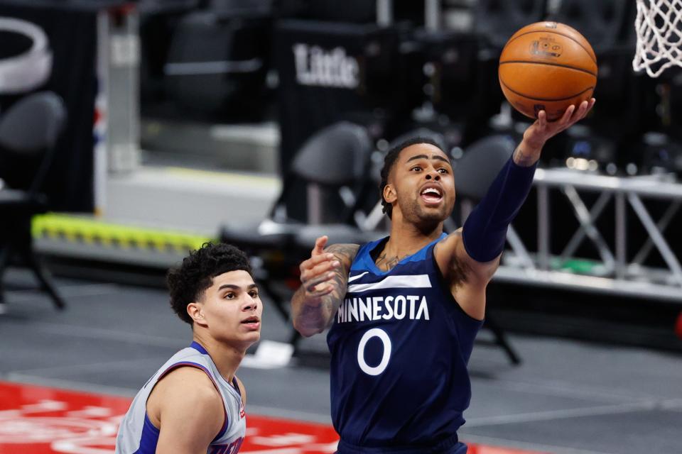 Minnesota Timberwolves guard D'Angelo Russell (0)