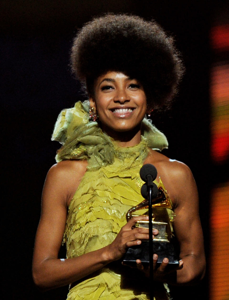 Esperanza Spalding accepting her Grammy