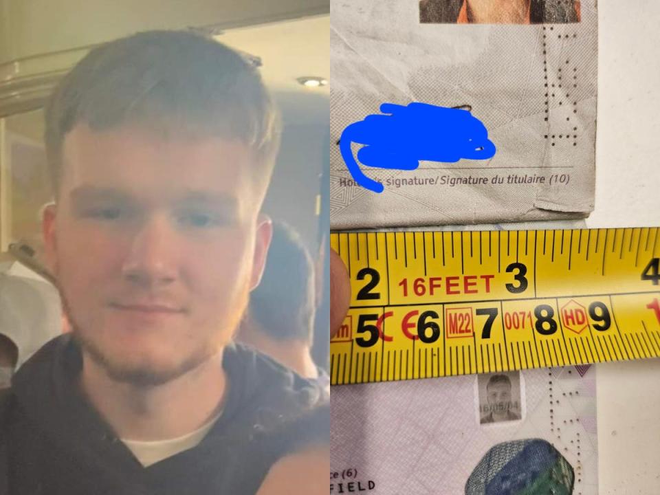 Jake Burton'ın fotoğrafı ve pasaportunda bir yırtık.