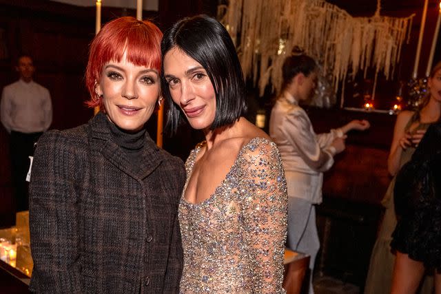 <p>madison McGraw/BFA.com</p> Lily Allen and Athena Calderone at Saratoga Spring Water's Supper Club dinner at the designer's home in New York City