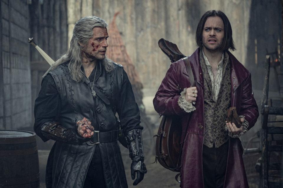 henry cavill and joey batey in the witcher, season 3