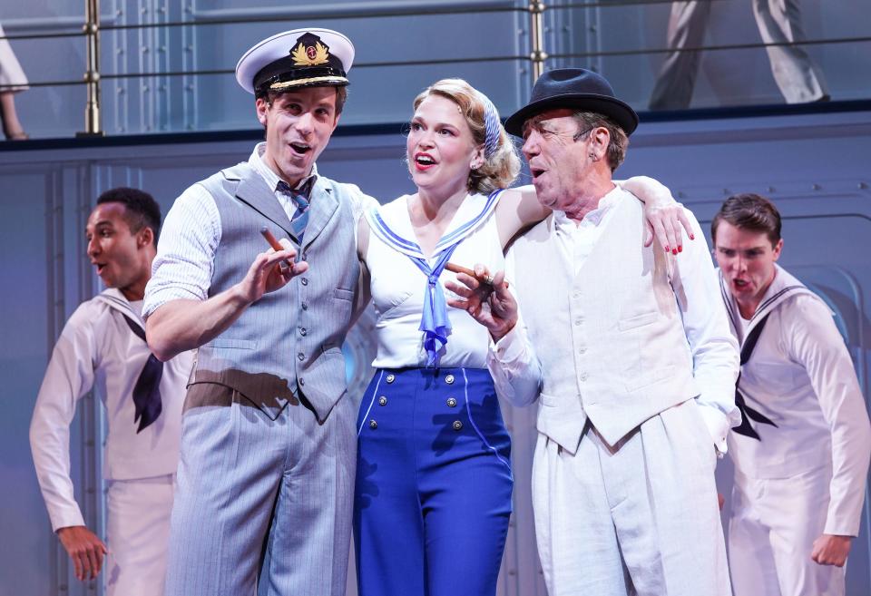 Samuel Edwards, Sutton Foster and Robert Lindsay in Anything Goes (PA)