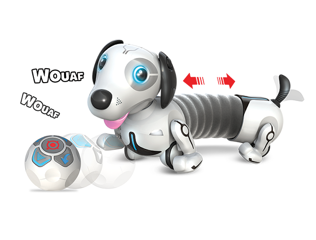 Les jouets électroniques et les robots ont plus que jamais la cote. Parmi tous les choix, il y a ce <strong>Robo dackel Ycoo de chez Silverlit</strong>. Ce chien à ressort peut s'étirer, il répond aux signes de la main et il peut remuer la langue et la queue. Et en plus, il répond aux caresses ! Bref, un bijou d'interactivité. <a href="http://silverlit.fr/product_silverlit/robo-dackel-ycoo/" rel="nofollow noopener" target="_blank" data-ylk="slk:Prix : 69,99 euros;elm:context_link;itc:0;sec:content-canvas" class="link ">Prix : 69,99 euros</a>.