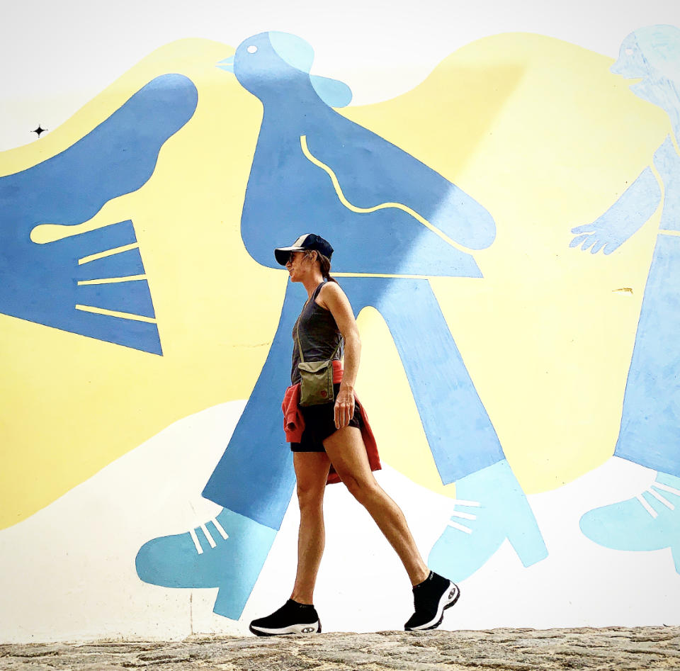 wearing my mesh slip on shoes while walking around Porto (Katie Jackson / TODAY)