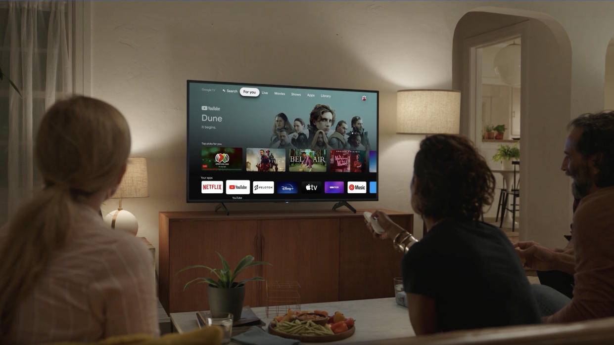  Onn. Google TV 4K Streaming Box product lifestyle. 