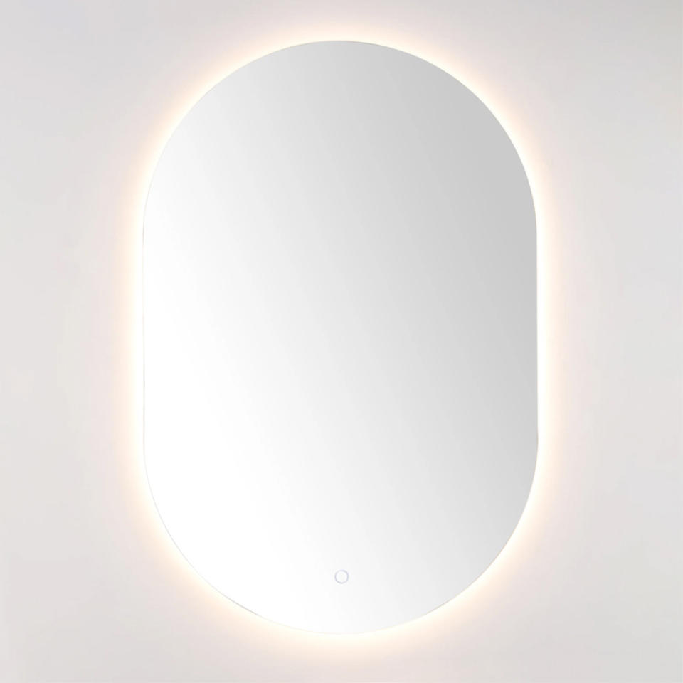 Keiko Frameless Oval LED Wall Mirror on white background