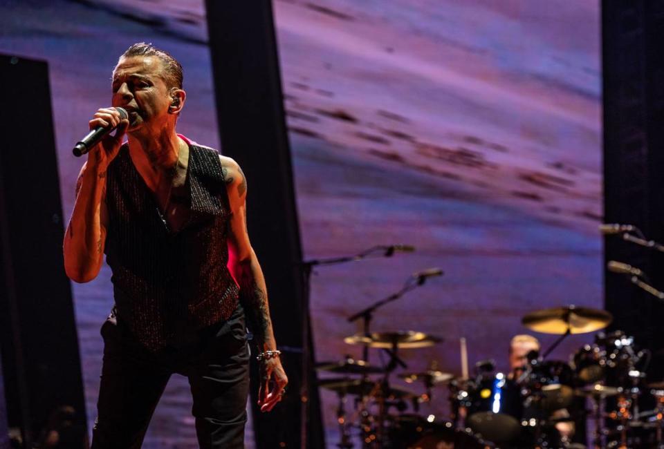 Depeche Mode vocalist Dave Gahan sings during the sold-out concert at Golden 1 Center on Thursday, March 23, 2023, the first show of the band’s “Memento Mori” world tour.