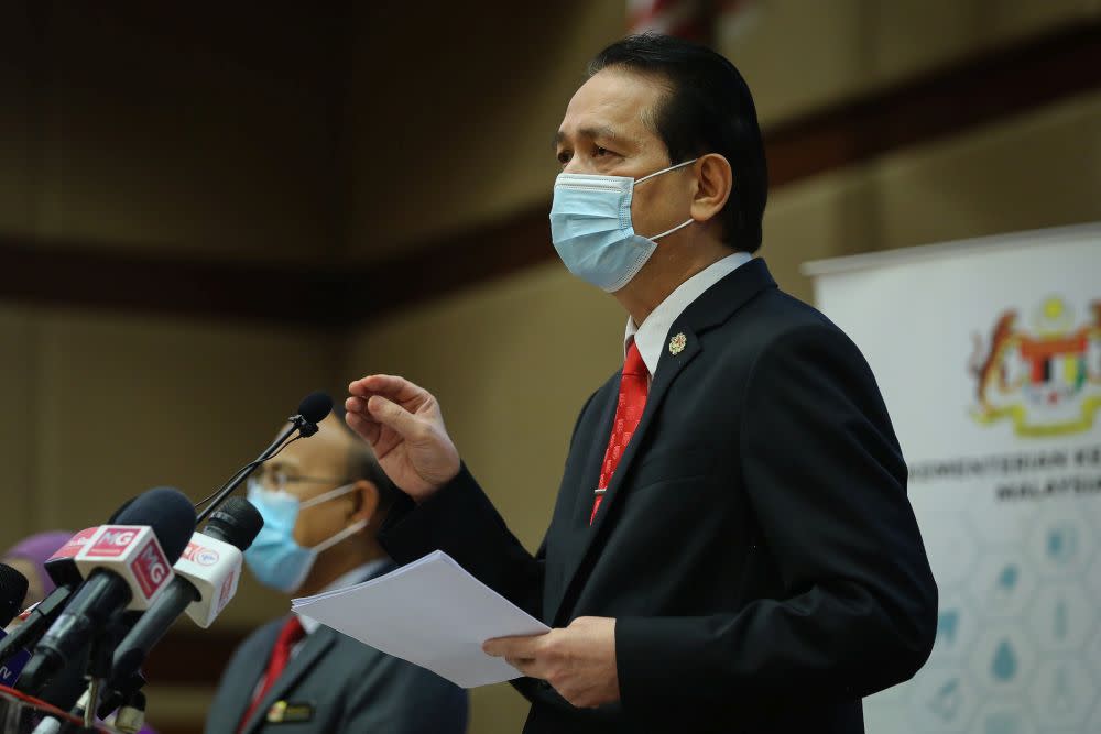 Health Director-General Tan Sri Dr Noor Hisham Abdullah speaks during a press conference in Putrajaya on November 11, 2020. — Picture by Yusof Mat Isa