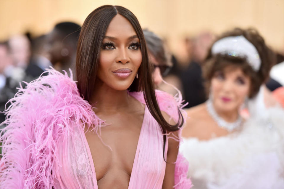 Naomi Campbell has previously shared her hygiene routine on a flight, pictured here at the 2019 Met Gala (Getty)