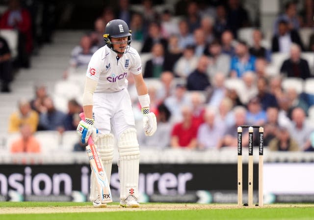 England’s Ollie Pope reacts after losing his wicket