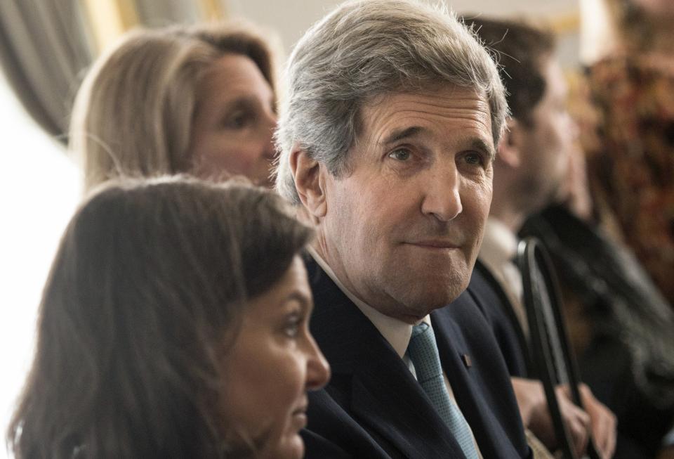 U.S. Secretary of State John Kerry waits to start the meeting with Russian Foreign Minister Sergei Lavrov (not pictured) at Winfield House, the residence of the US ambassador to the UK, in London on March 14, 2014. The United States and Russia launched a round of 11th-hour diplomacy just two days before Crimea votes to secede from Ukraine in a referendum that has sparked the biggest East-West showdown since the Cold War. (Photo credit should read BRENDAN SMIALOWSKI/AFP/Getty Images)