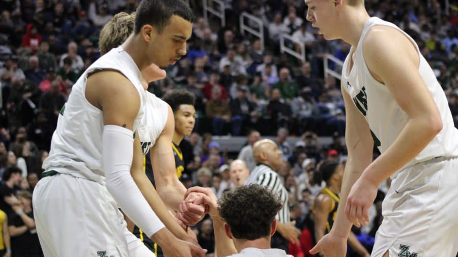 Zeeland West played North Farmington at the Breslin Center on March 15, 2024.