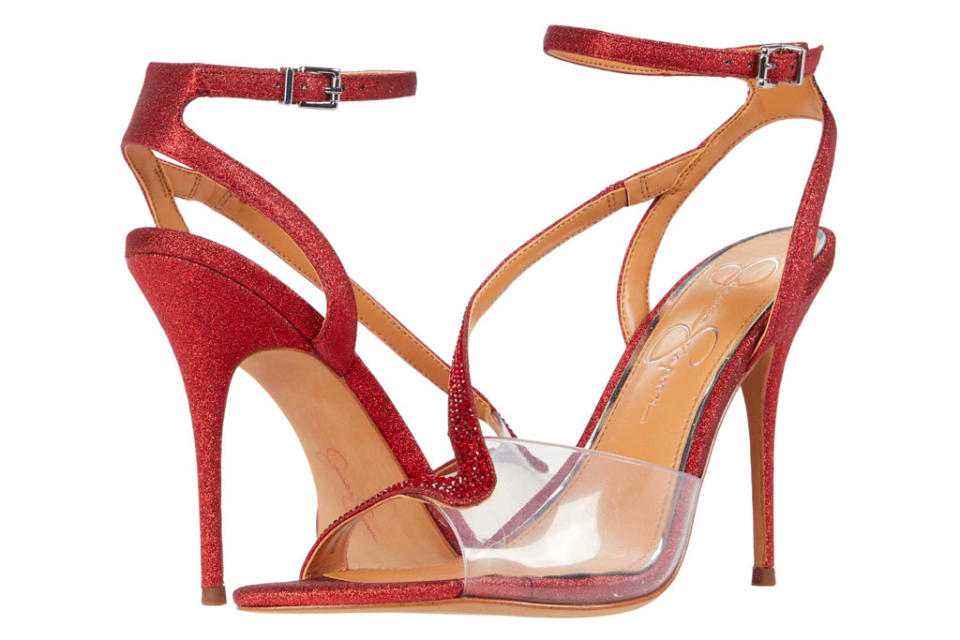 red heels, sandals, jessica simpson