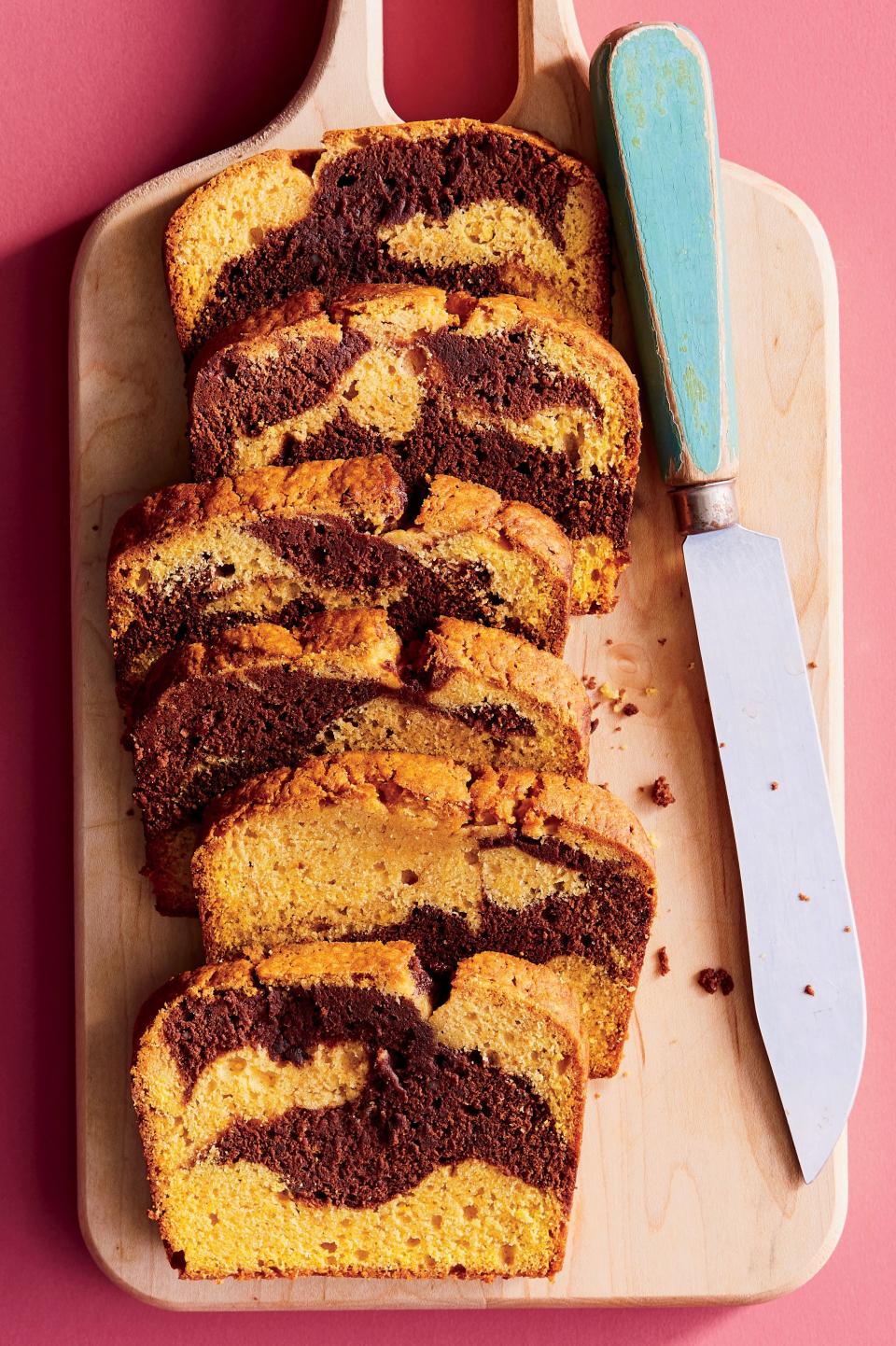 Pumpkin Spice-Chocolate Marble Bread