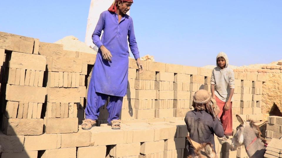 Bricks being laid in Brick Kiln