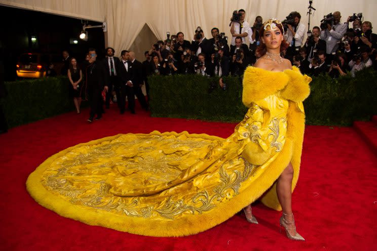 Rihanna at the 2016 Met Gala in Guo Pei. (Photo: AP)