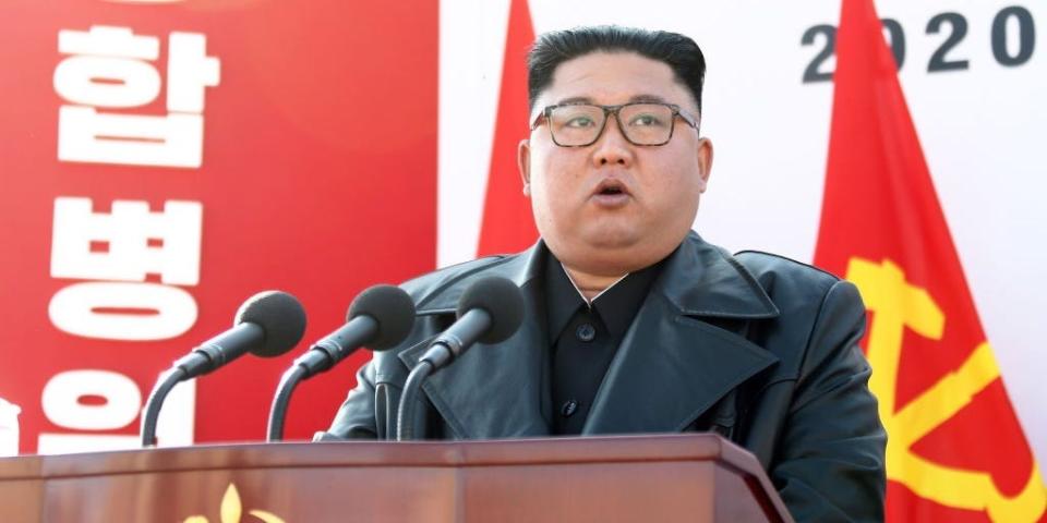 North Korean dictator Kim Jong-un during the groundbreaking for the construction of Pyongyang General Hospital on March 17, 2020, North Korea