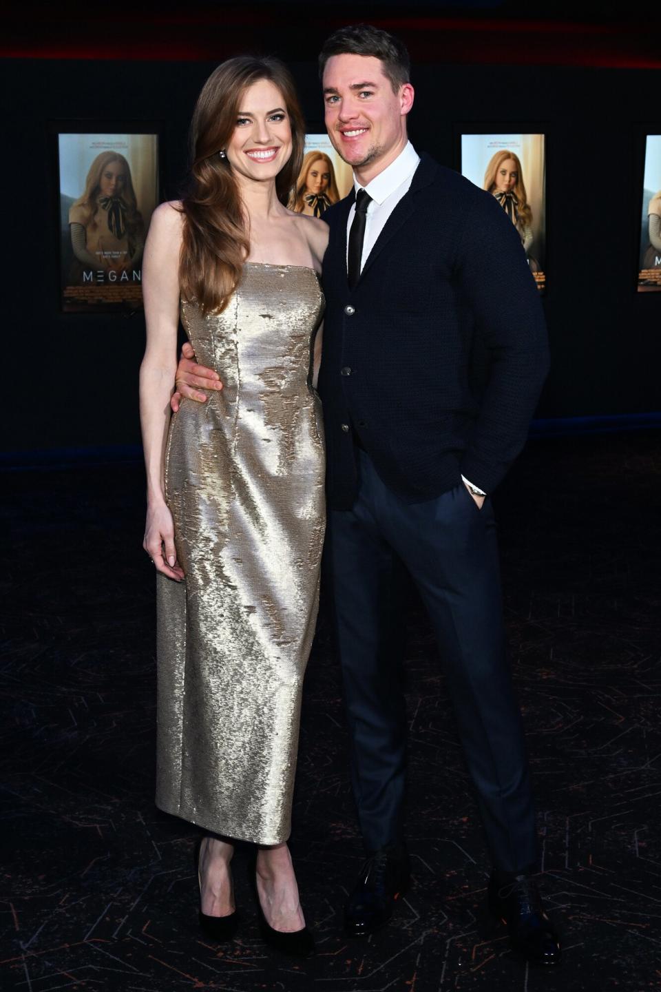 Allison Williams and Alexander Dreymon attend a special NY screening of M3GAN on January 04, 2023 in New York City.