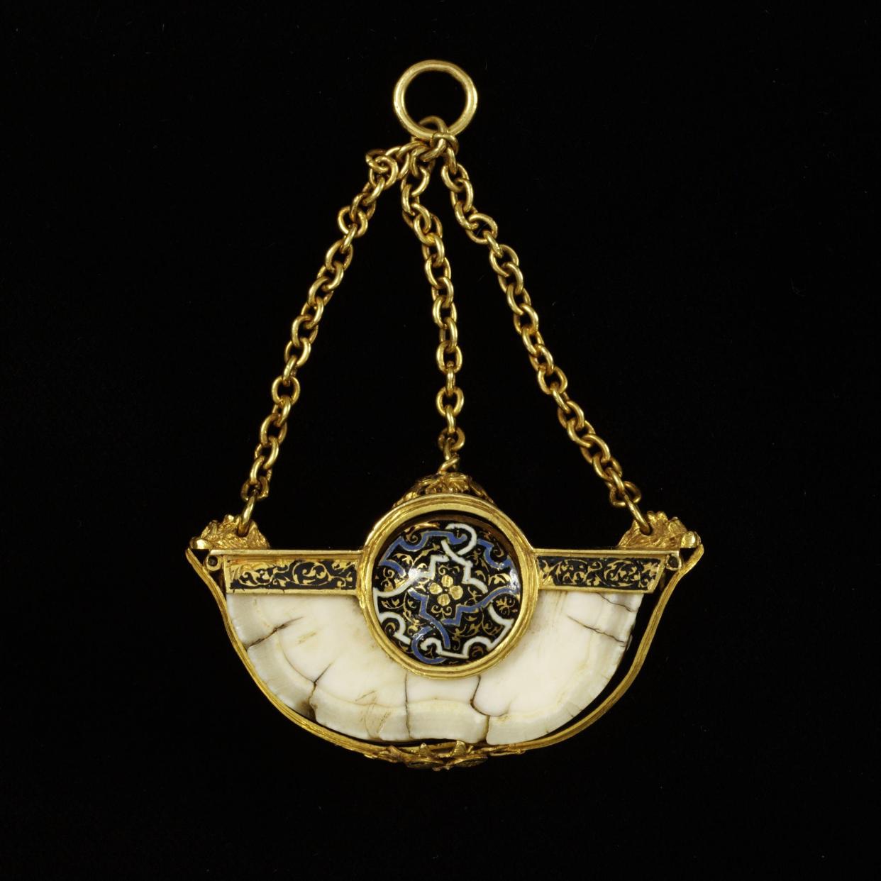 The Danny Jewel, enamelled gold and a section of Narwhal’s tusk, England, ca.1550 (Victoria and Albert Museum, London/PA)