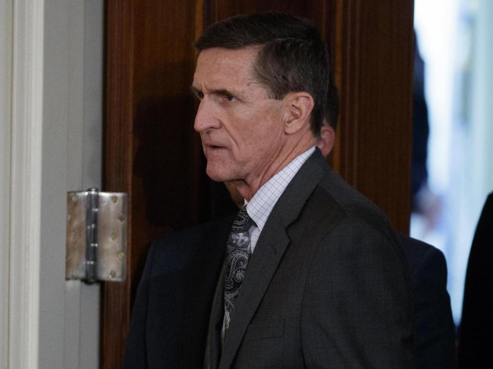 Mike Flynn was ousted as national security adviser after revelations of conversations with Russian Ambassador Kislyak (Evan Vucci/AP)