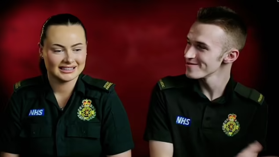 Mr Duffield (right) pictured with student paramedic Ellie, who was his crew mate on the programme (daniel.duffield/Instagram)